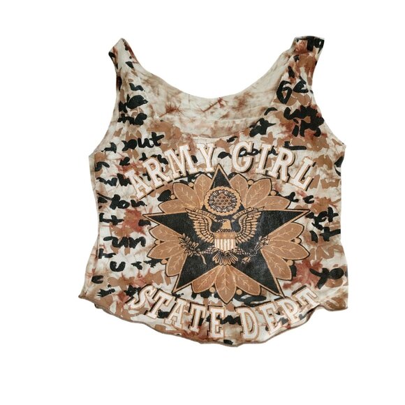 Forever 2000s Army Girl State Dept Camouflage Sleeveless Tank Top - Picture 1 of 2